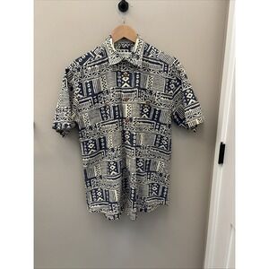 ORVIS Mens Short Sleeve Button Up Shirt Native Print Cotton Size M